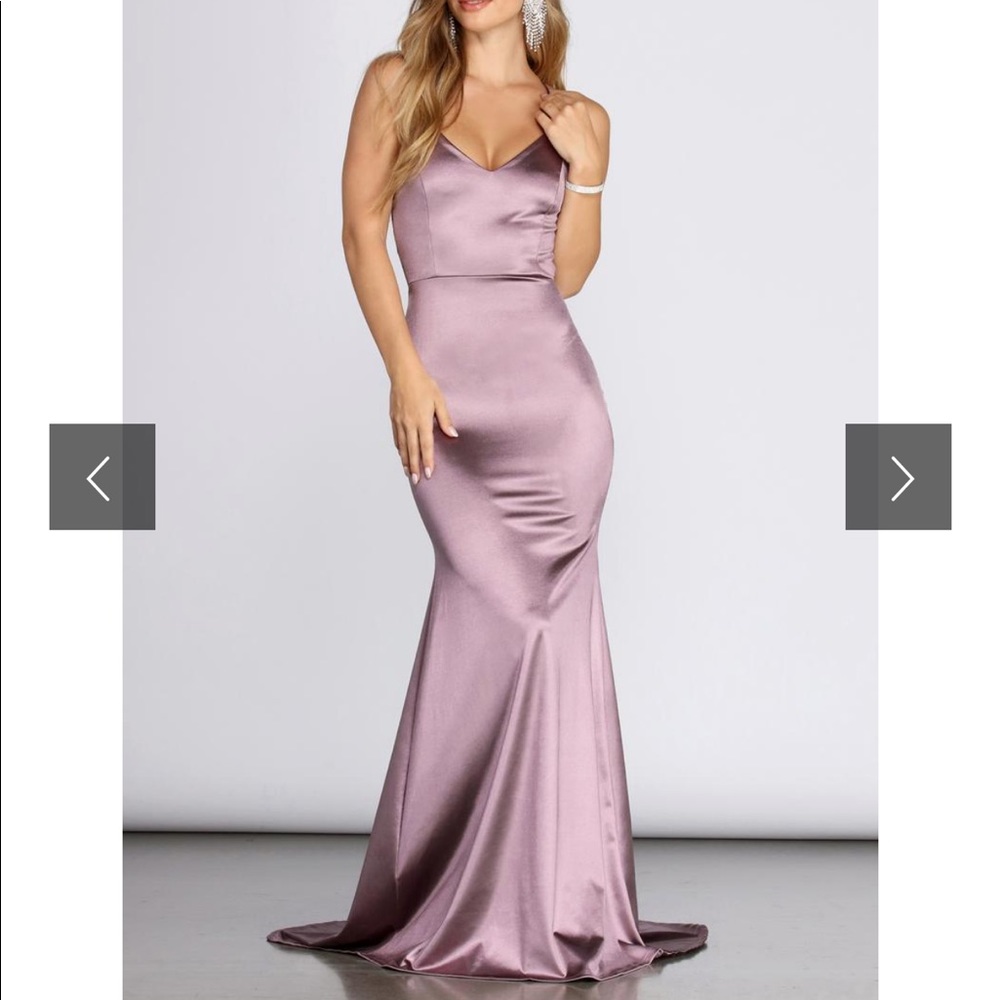 Satin lilac prom dress